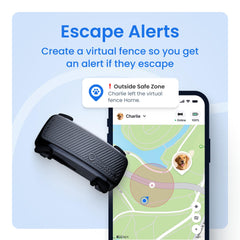 Tractive virtual fence alert on collar helps you monitor boundaries