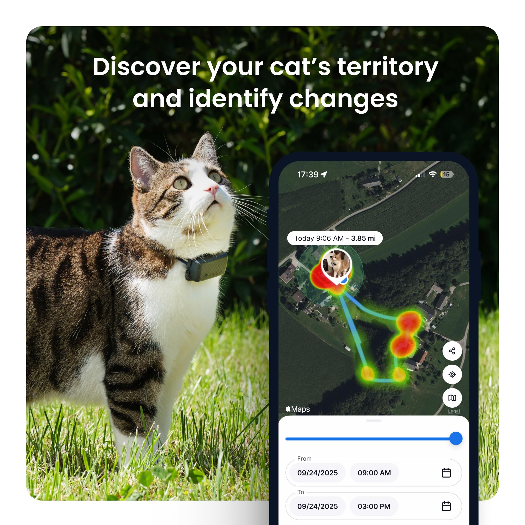 Tractive virtual fences and location history help set safe zones.