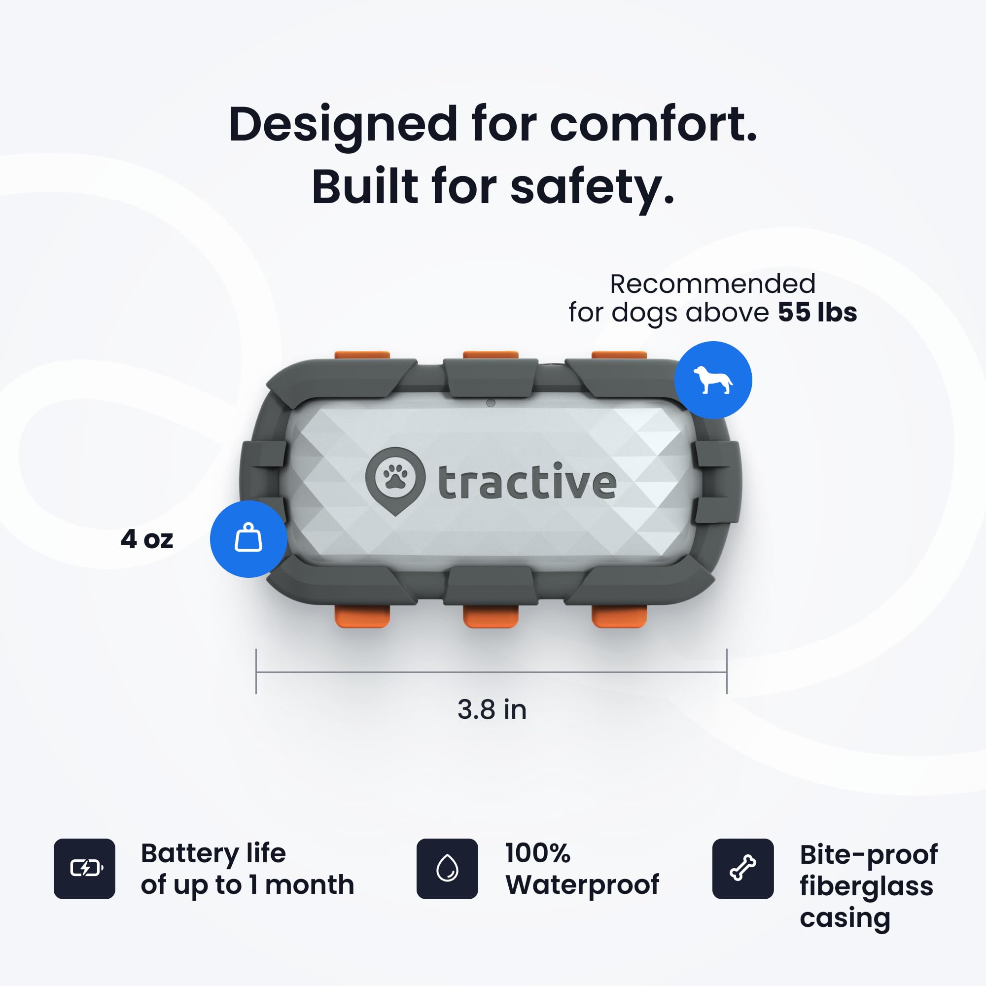Tractive XL durable waterproof casing withstands mud and rain.