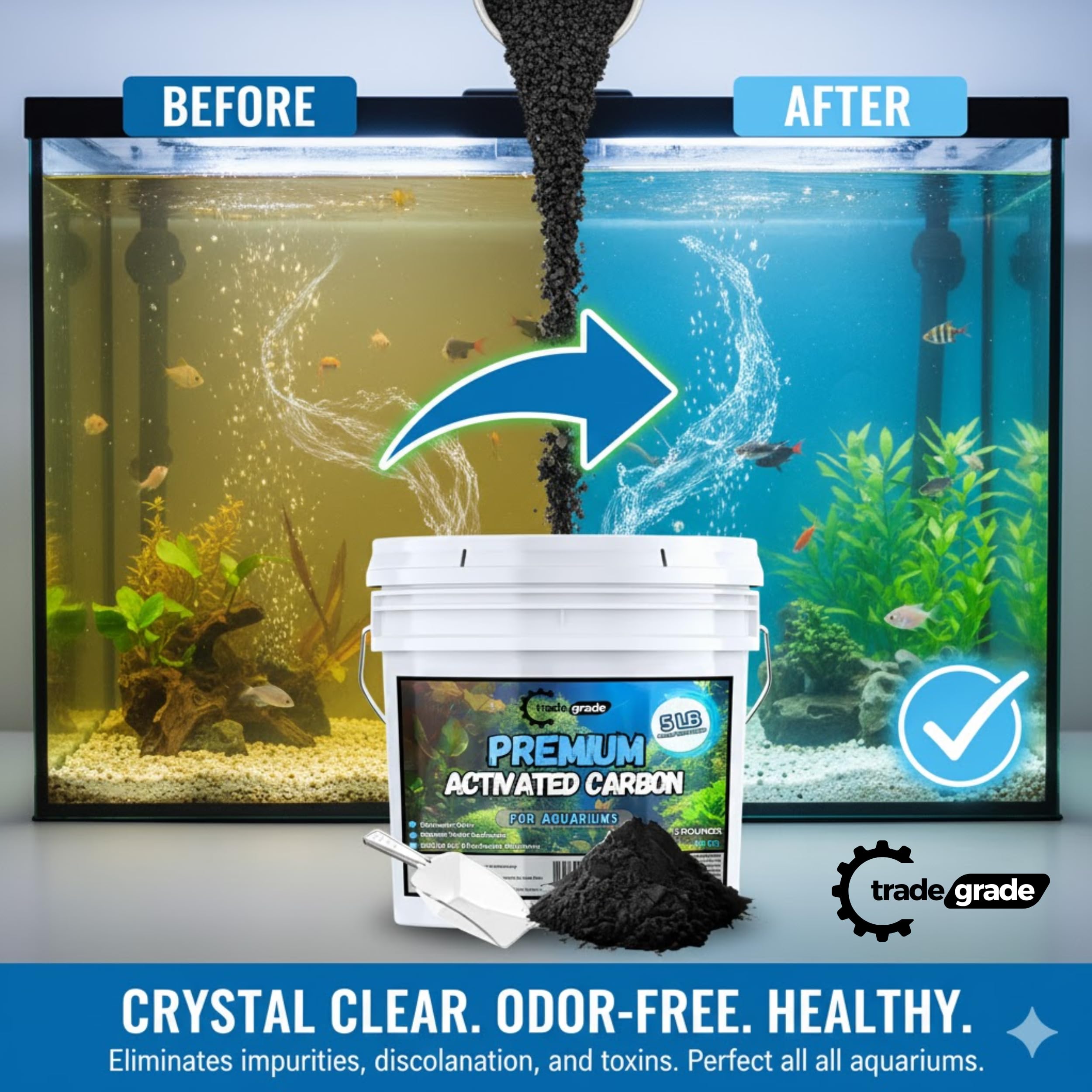 Trade Grade Premium Activated Carbon 1 gallon bottle for aquarium filtration