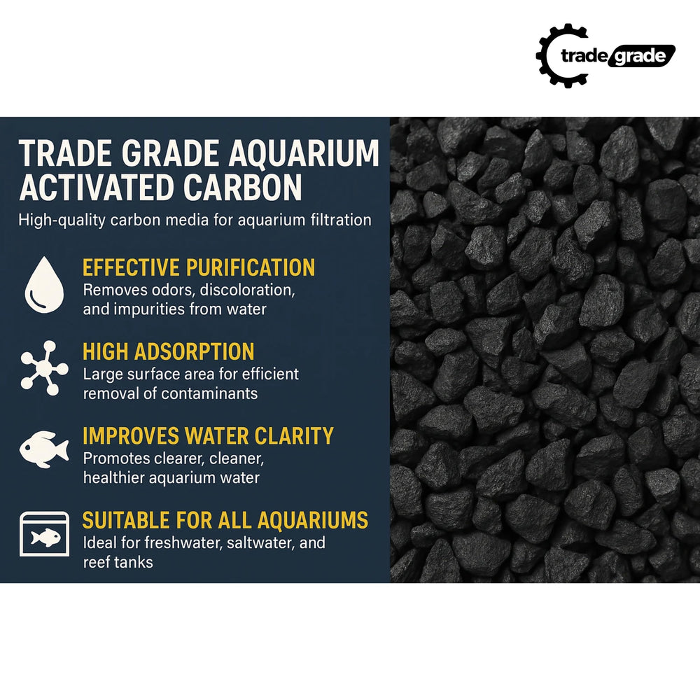 Trade Grade Activated Carbon absorbs odors and discoloration in aquariums