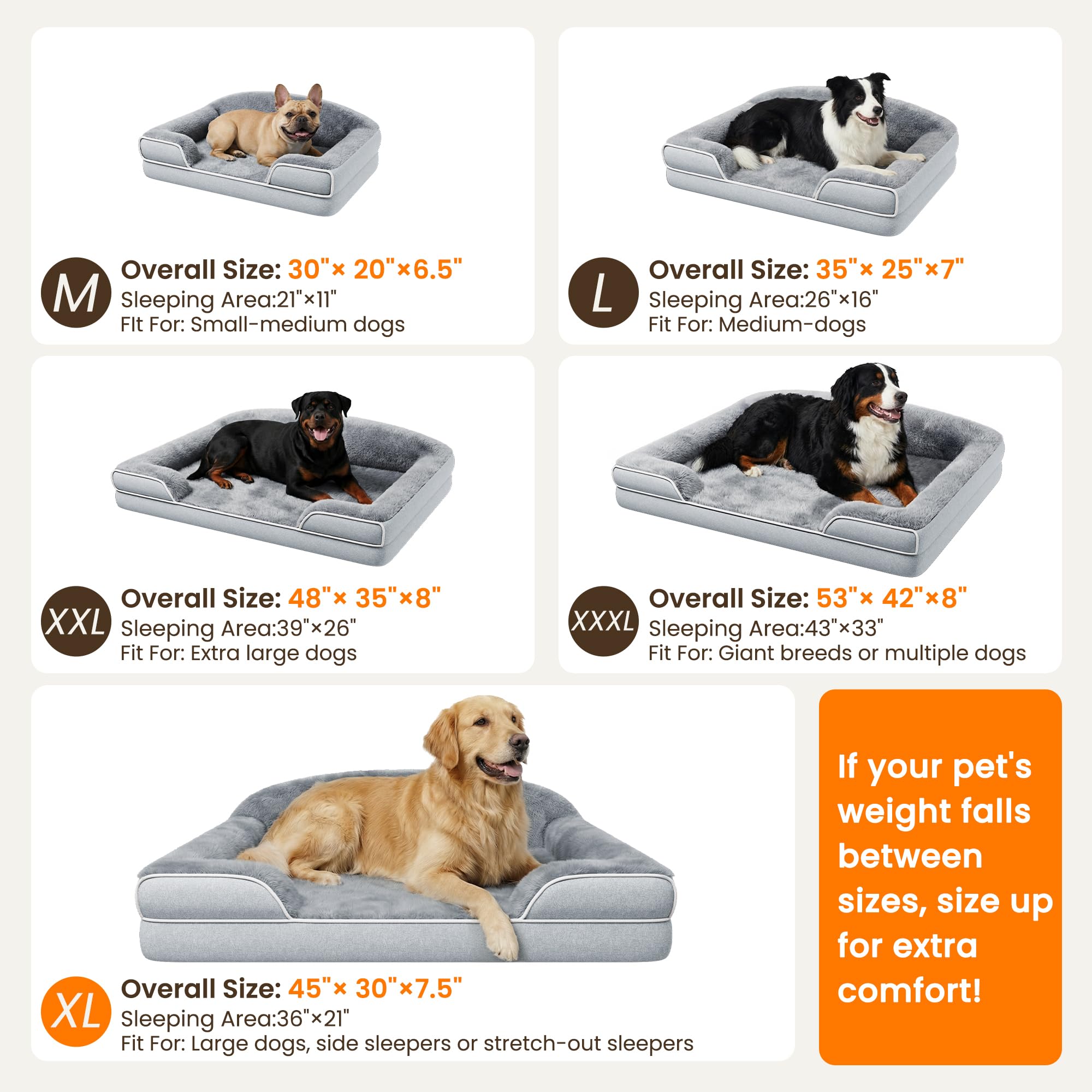 TRAHOME extra-large 45x30 inch sleeping area comforts big dogs.