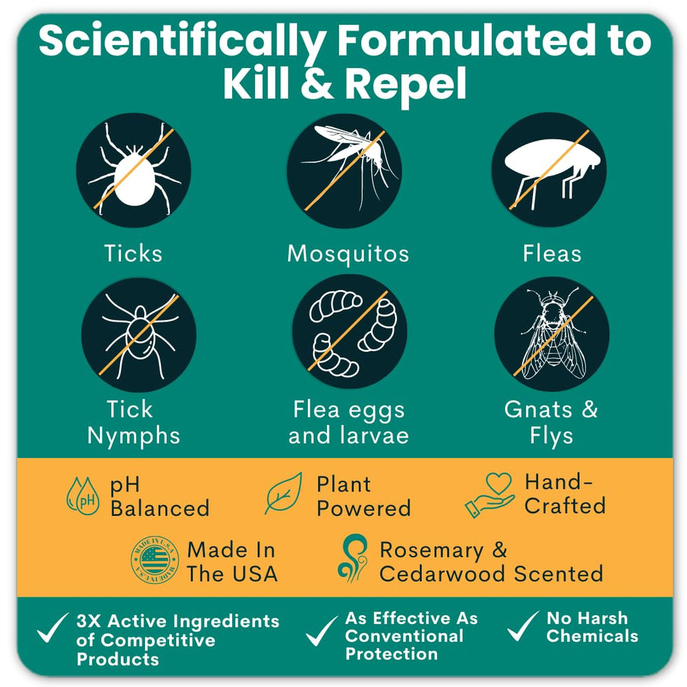 Applying Trail Guard on a dog for flea and tick defense.