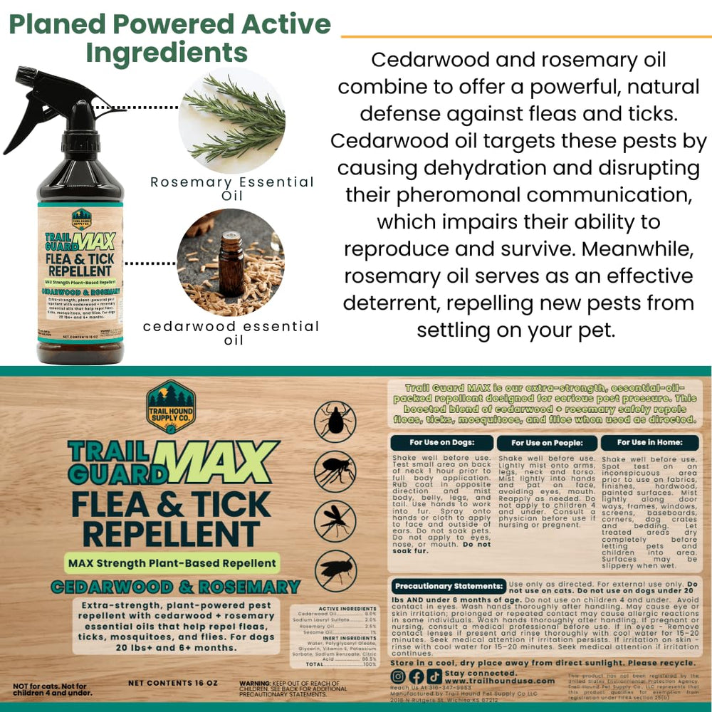 Trail Guard Max packaging beside camping gear for outdoor protection
