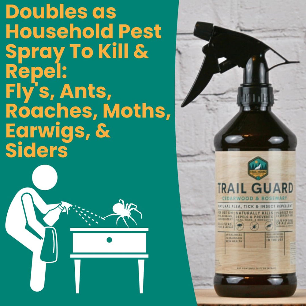 Outdoor hiking scene with Trail Guard protecting from pests.