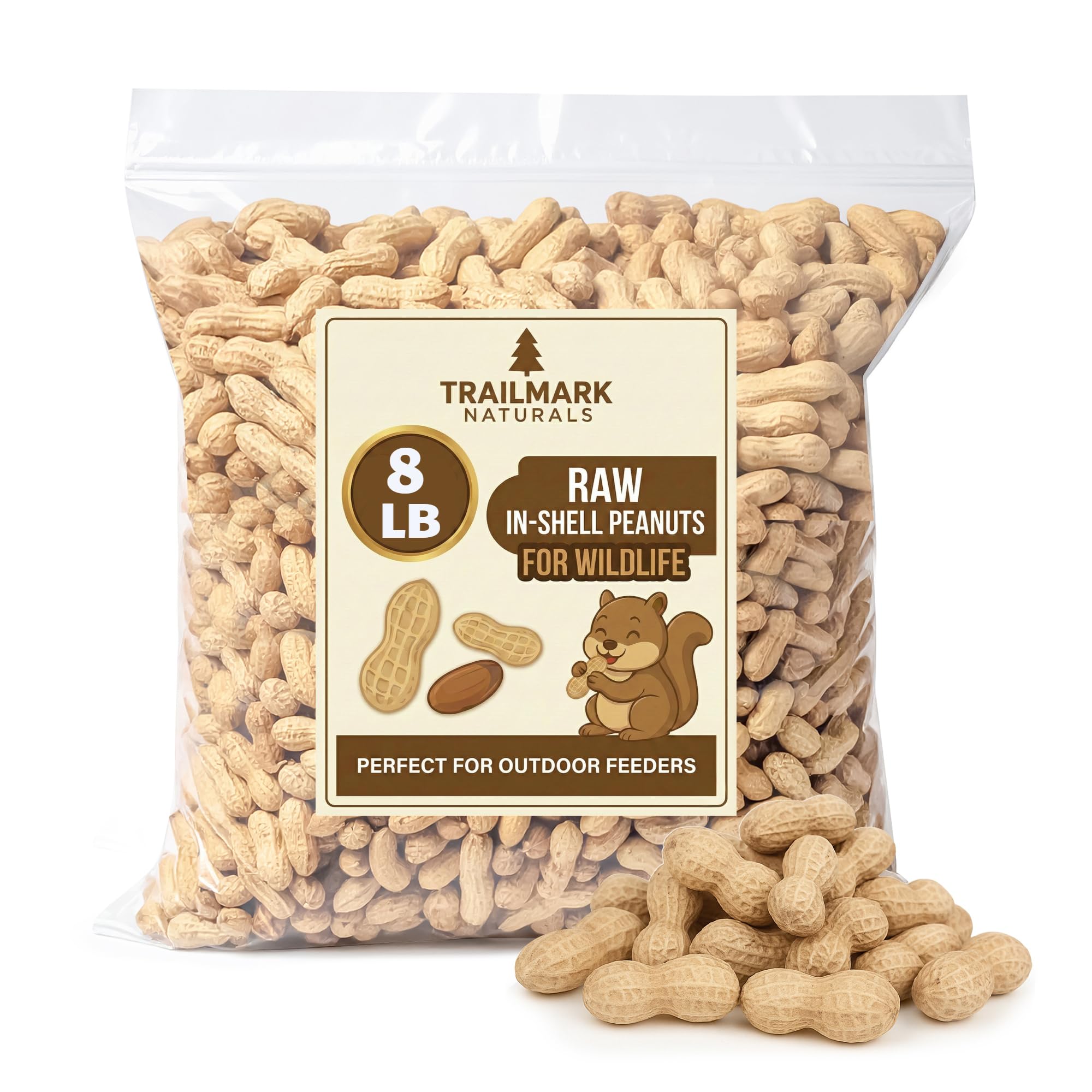 Trailmark Naturals raw peanuts in shell for outdoor feeders attract wildlife.