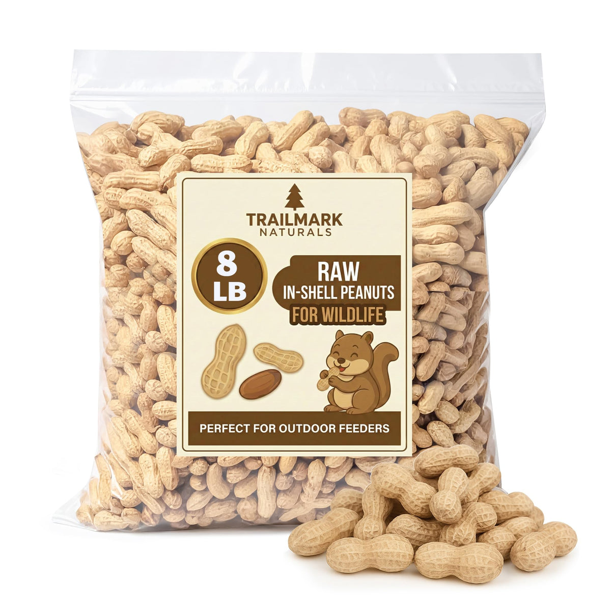 Trailmark Naturals raw peanuts in shell for outdoor feeders attract wildlife.