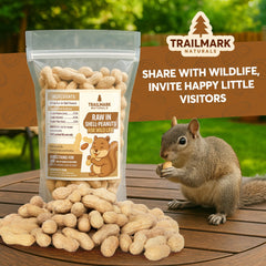 Trailmark Naturals squirrels enjoying raw peanuts in shell