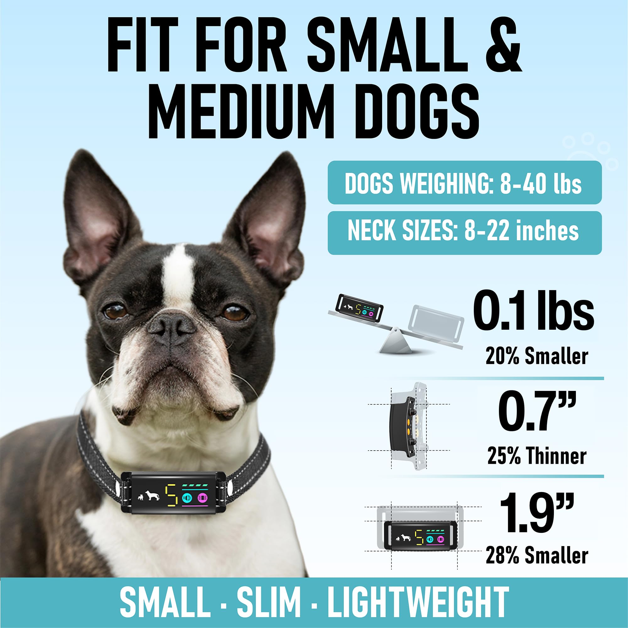 TrainTail Five Sensitivity Levels tailor training to your dog.