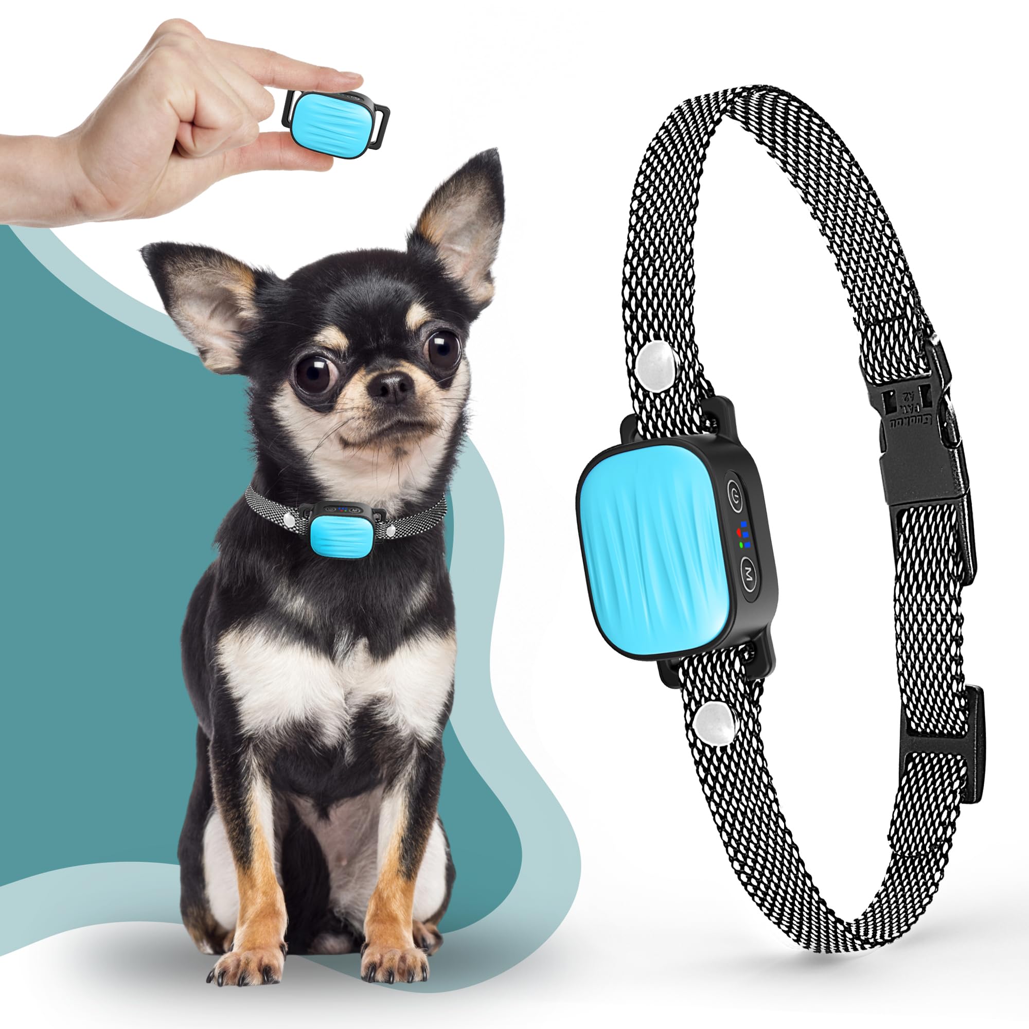 TrainTail bark collar for small dogs with no shock and beep mode for gentle training.
