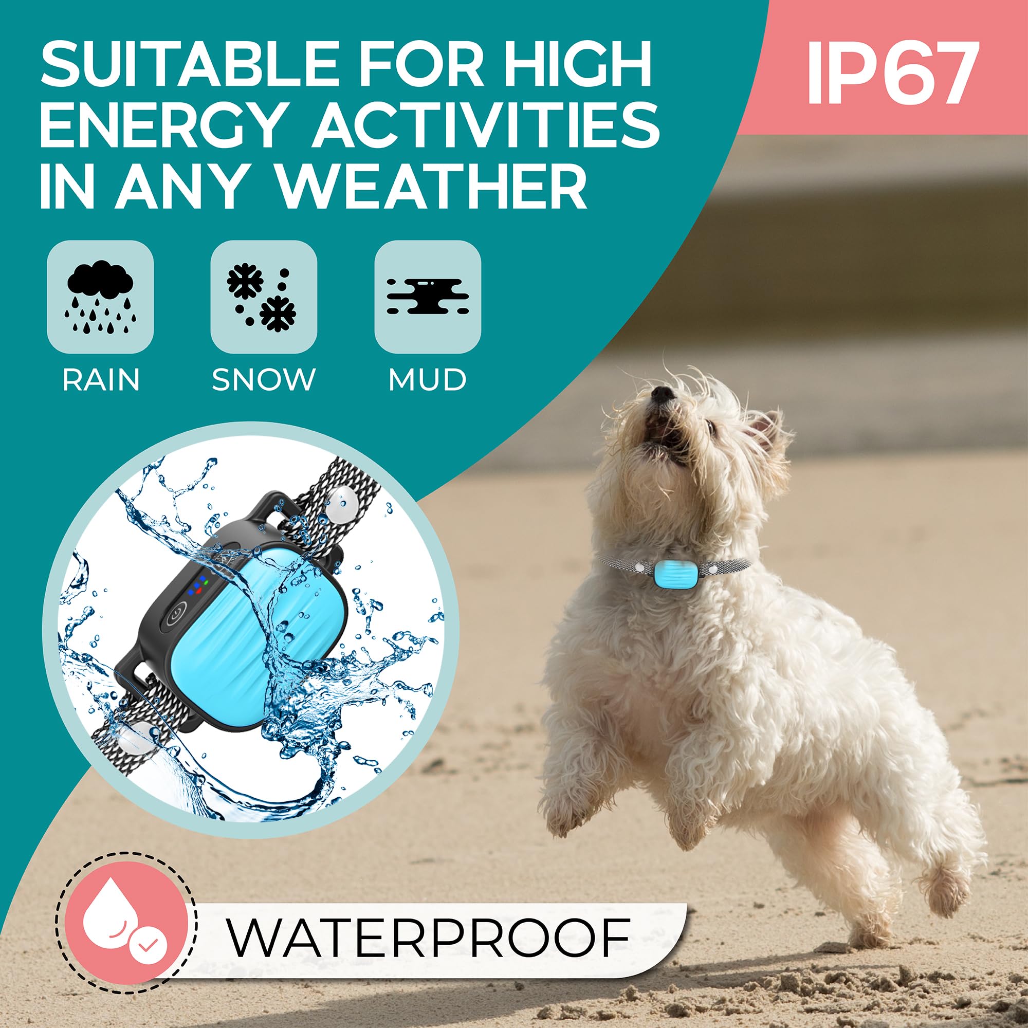 Smart microphone helps avoid false triggers during barking moments.