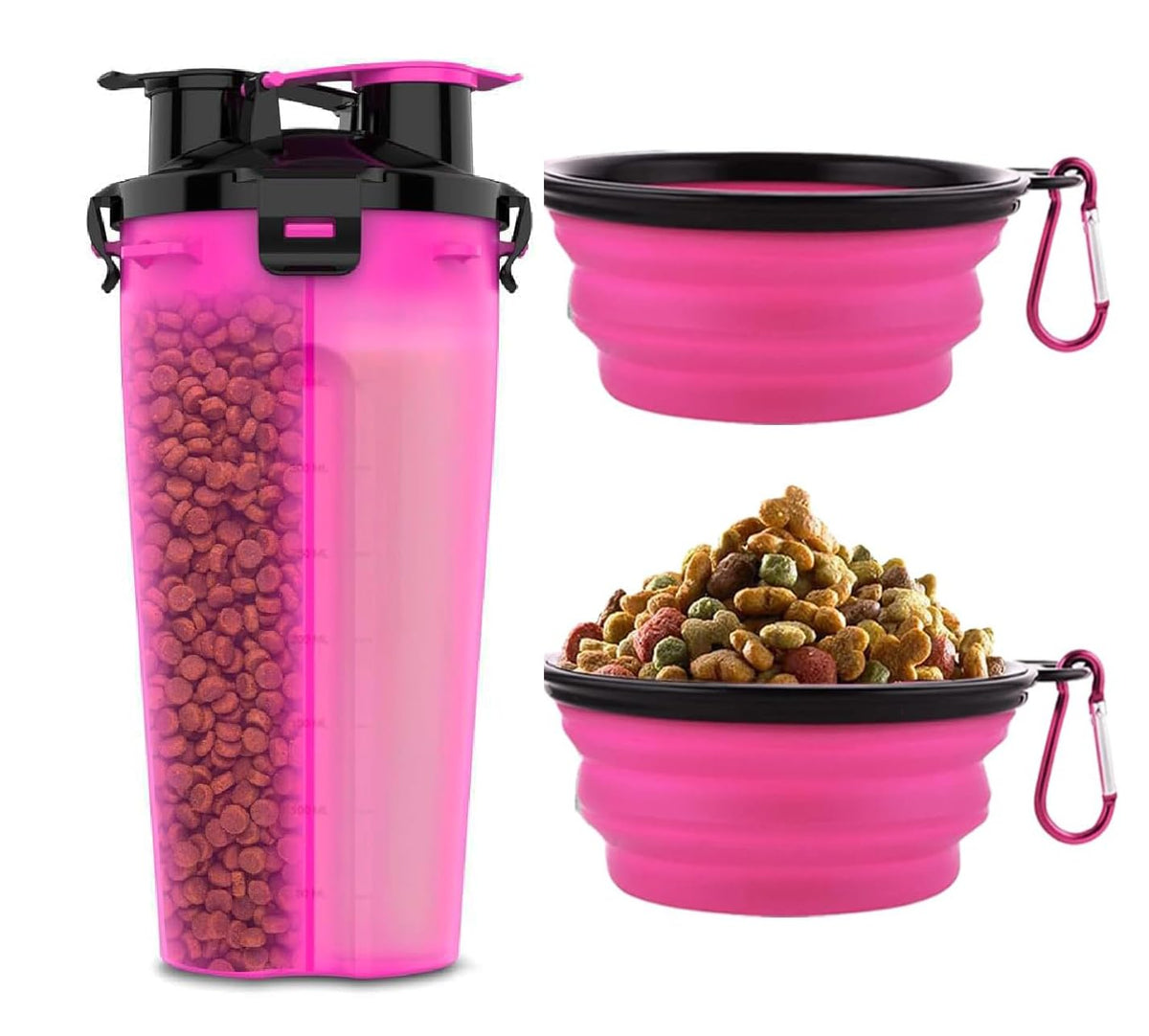 Traveling Tots pink dog water bottle with closed lid for on-the-go hydration