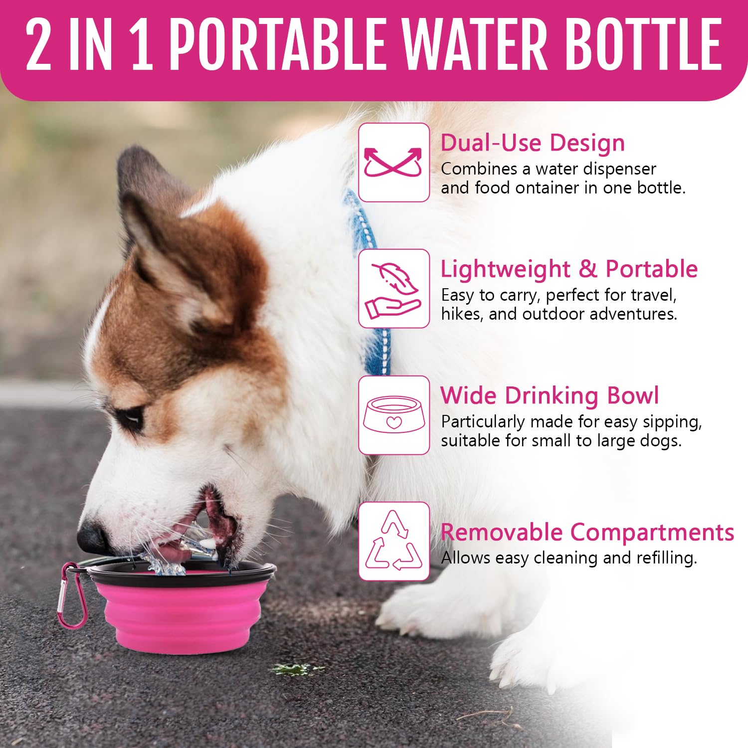 Traveling Tots portable dog bottle perfect for camping and trips