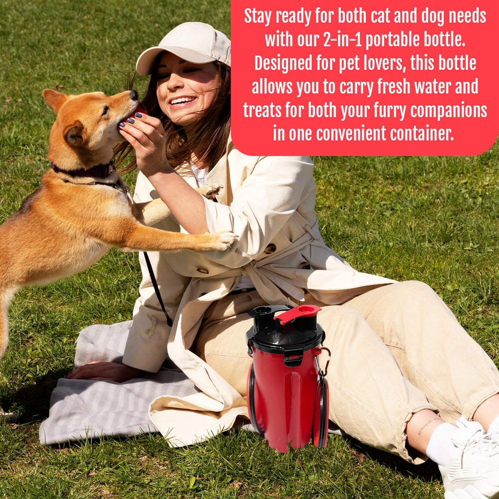 Traveling Tots leakproof pet bottle ideal for walks and camping.