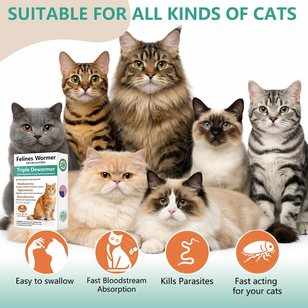TRAVELMASTER cat dewormer bottle front view highlighting product details.