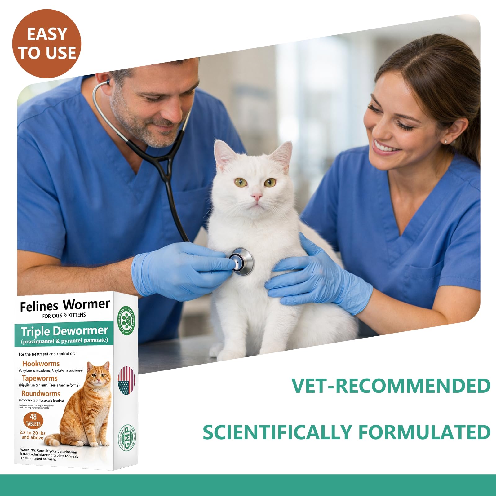 TRAVELMASTER multi-cat care in homes, 48-tablet supply at hand.