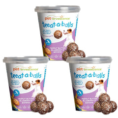 TREAT-A-BALLS peanut butter dog ball — natural ingredients for healthy digestion.