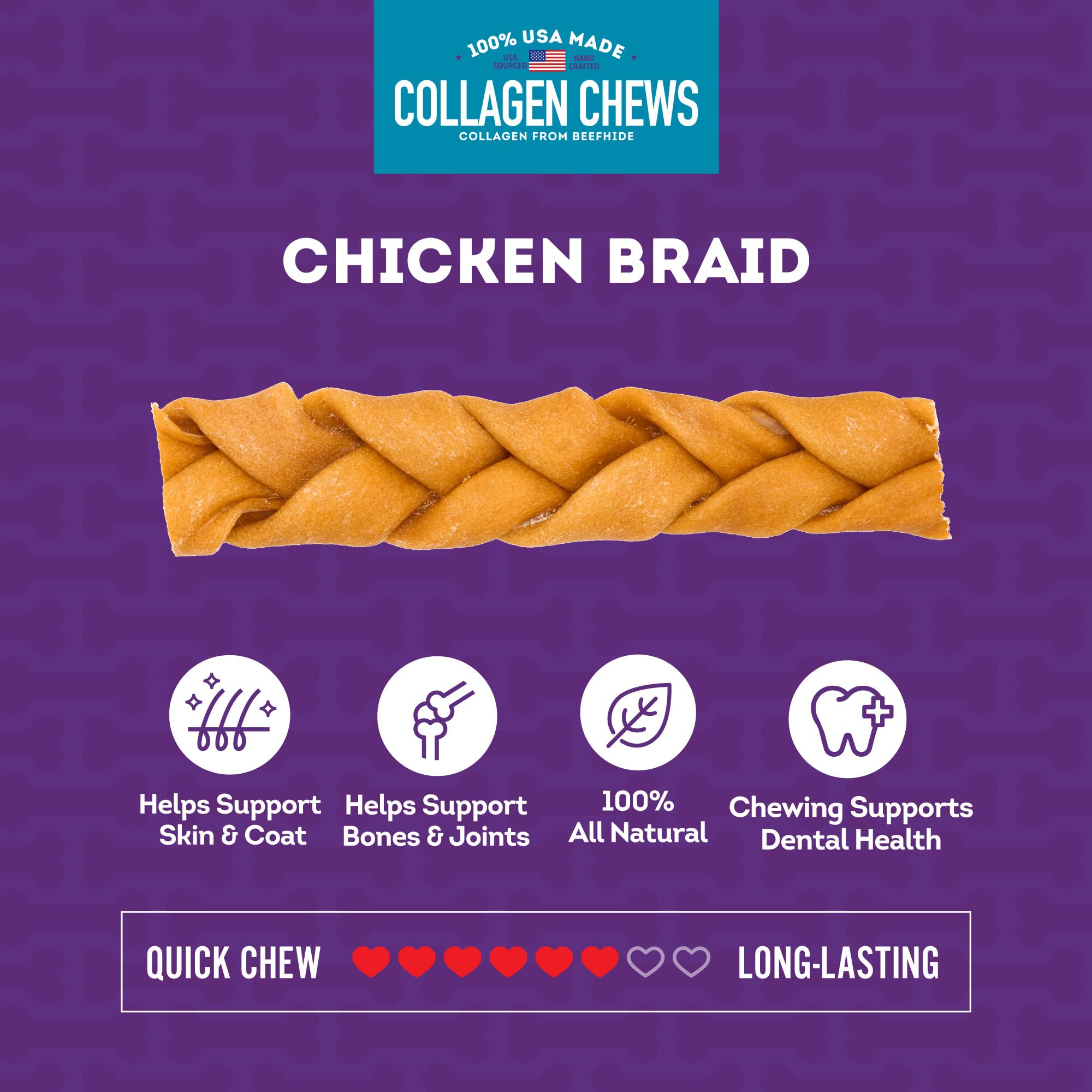 Open container showing 15 chicken marinated Treatly braids for dogs
