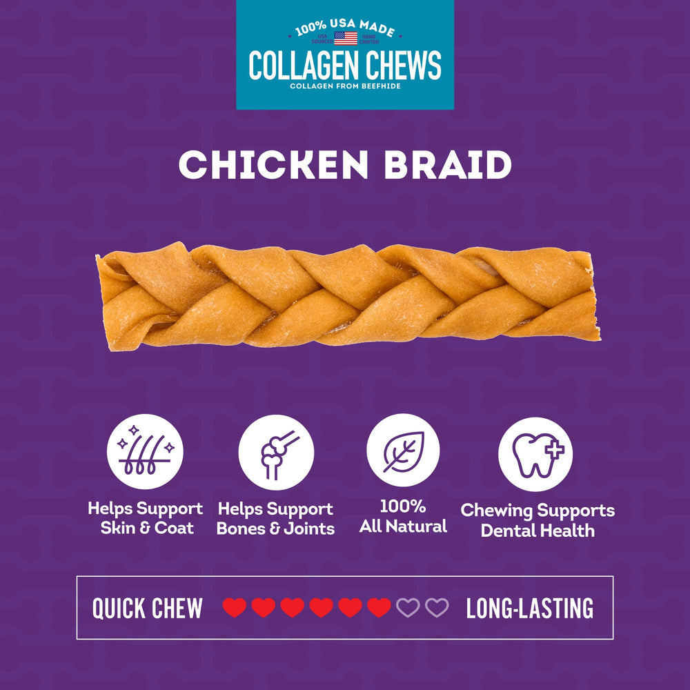 Open container showing 15 chicken marinated Treatly braids for dogs