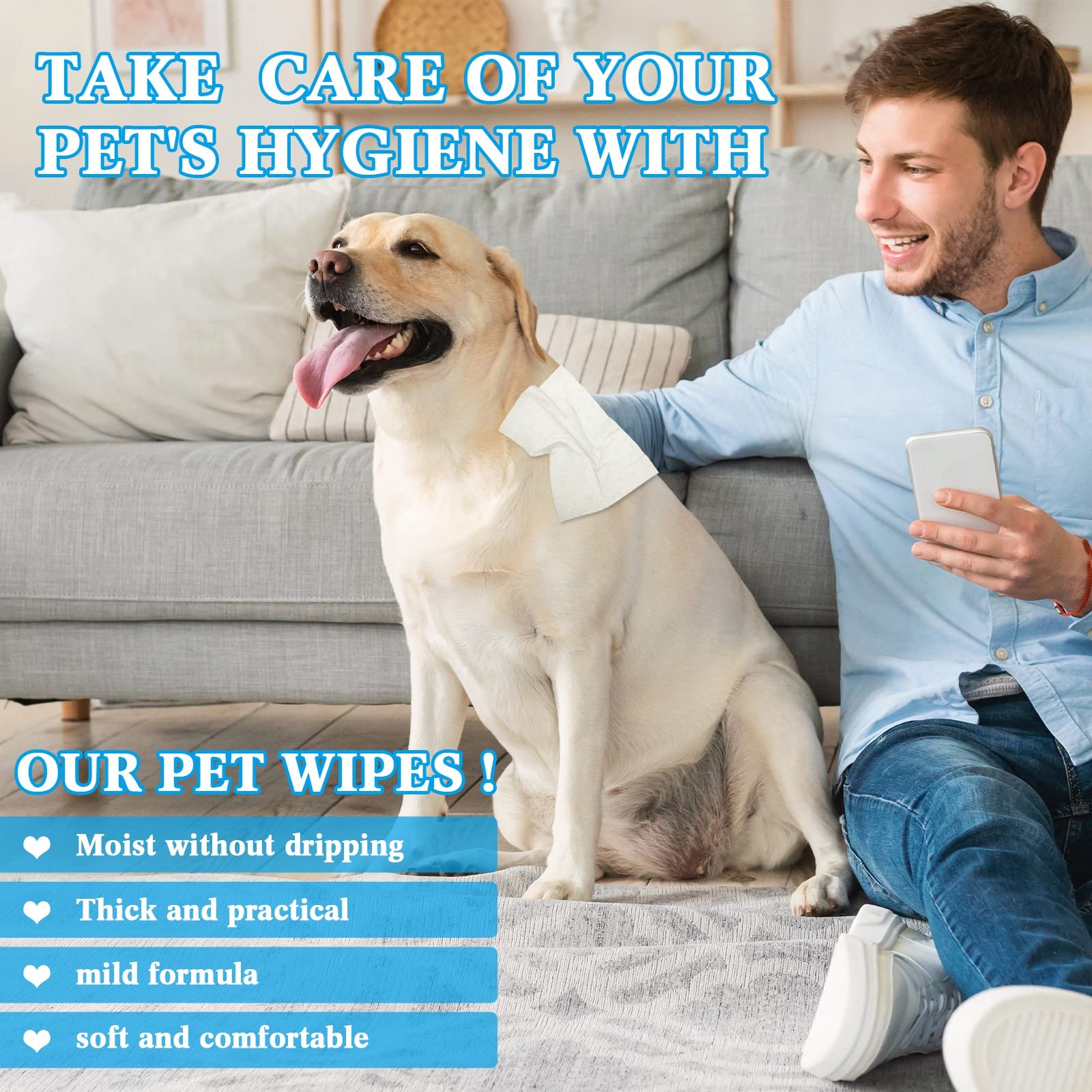 Treela dog wipes refresh skin and fur, keeping coats clean between baths.