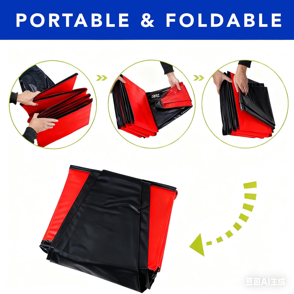 TrekFree foldable pet pool stored compactly for travel and storage