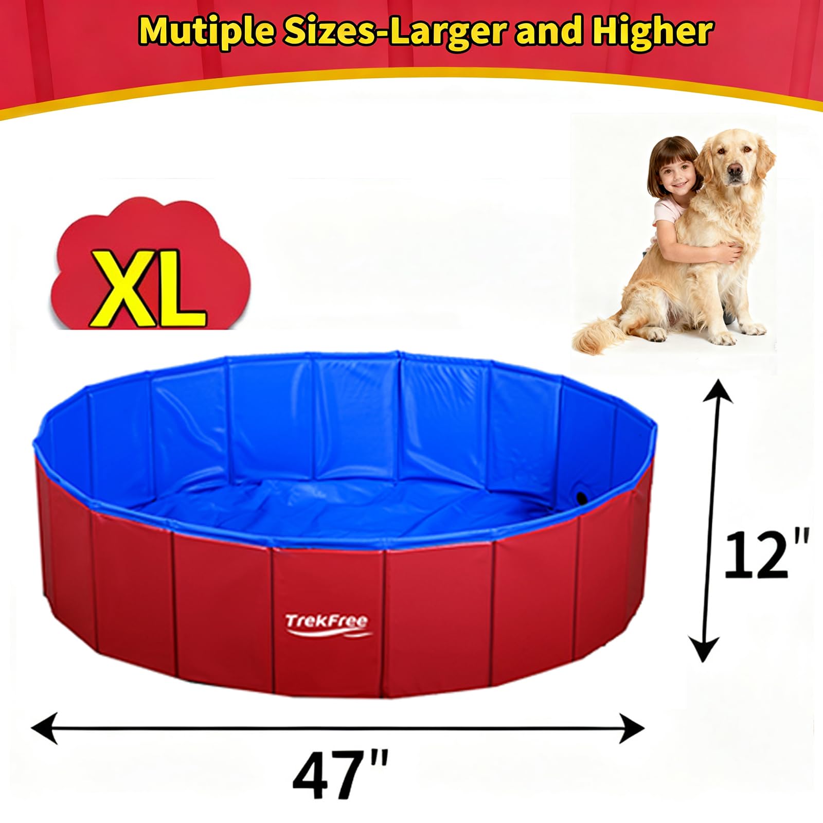 TrekFree pool features non-slip PVC bottom for safe splashing.