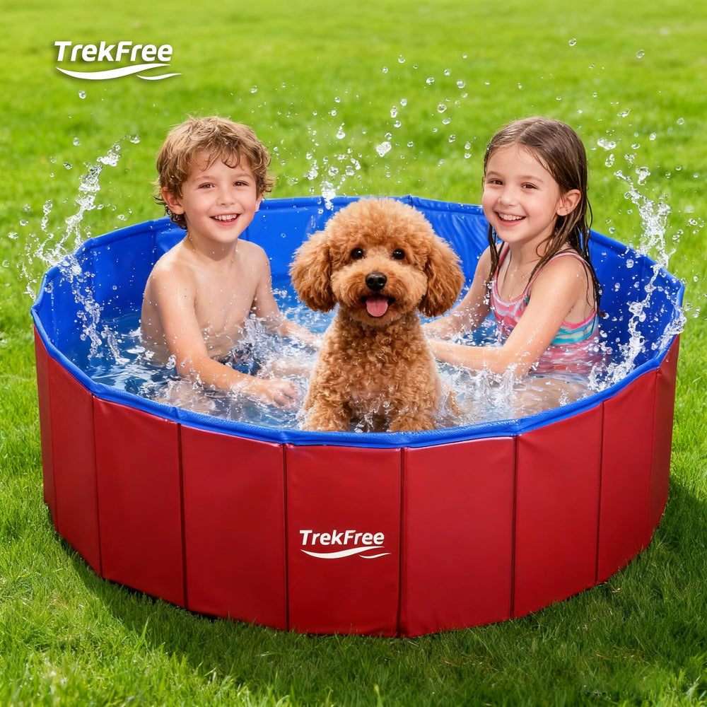 TrekFree pet pool side drain valve allows quick drainage after use.