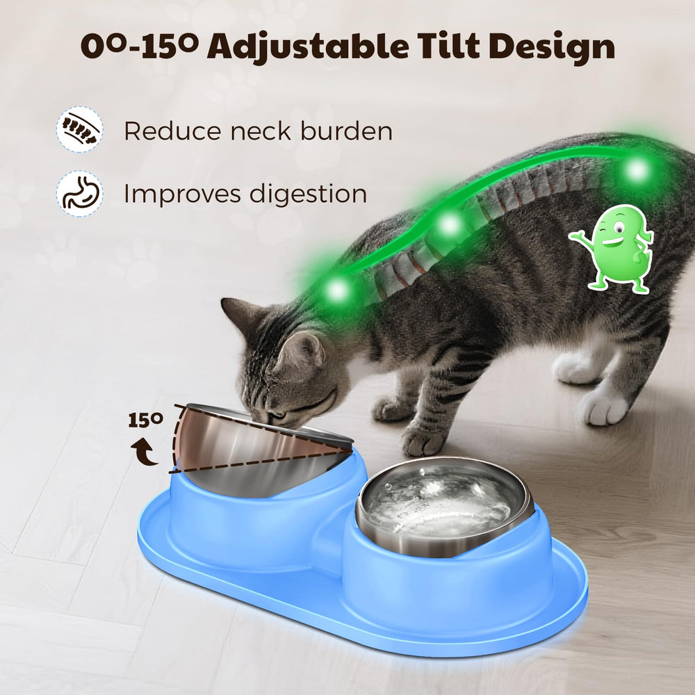 Trekora Cat Bowls anti-vomiting tilt design reduces neck strain during meals.