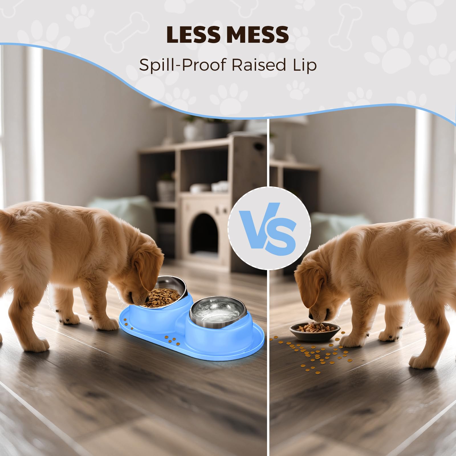 Trekora Cat Bowls double bowls set provides separate food and water spaces.