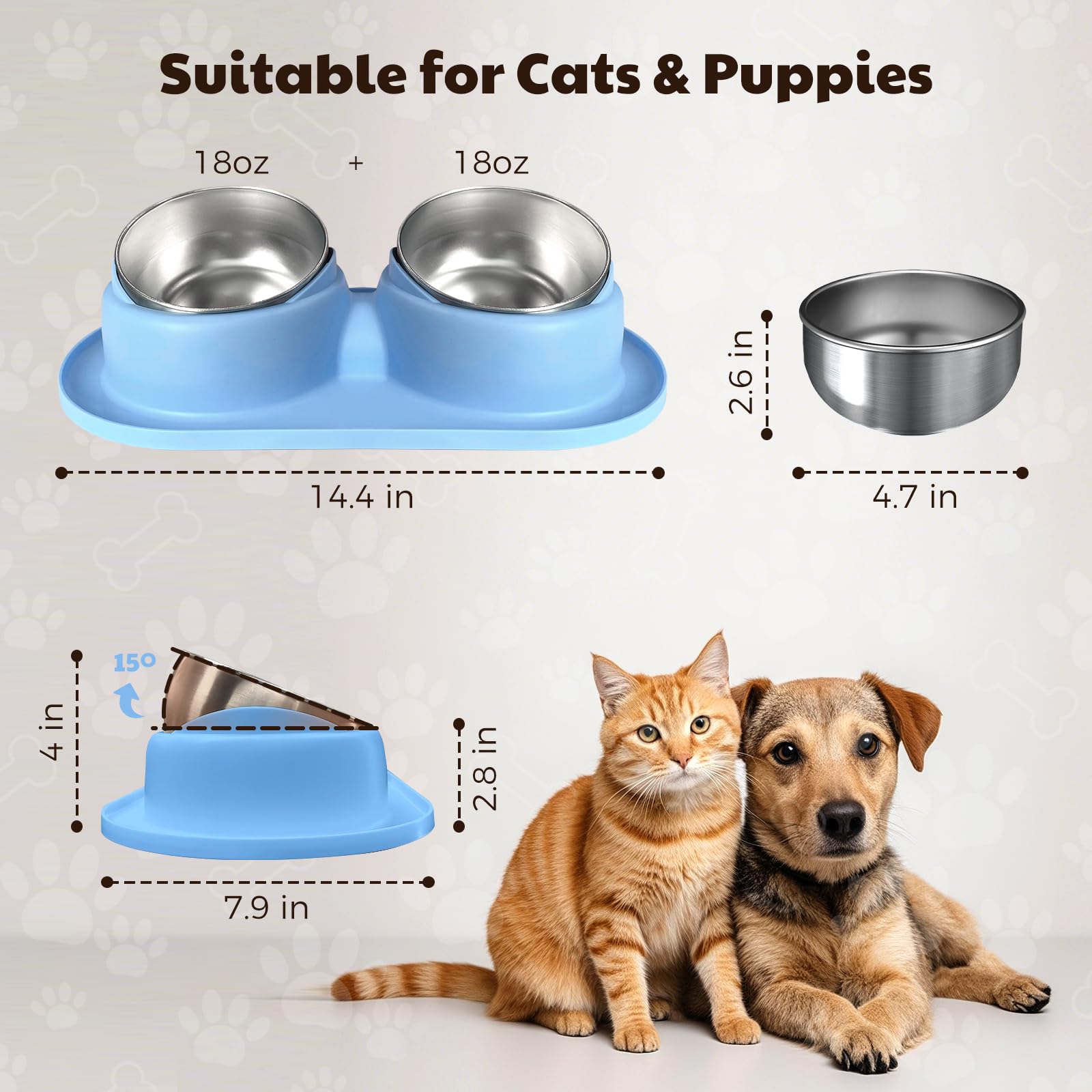 Trekora Cat Bowls stainless steel bowls resist corrosion for long-lasting use.