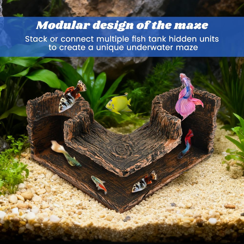 Trenqular aquarium cave surface is non-porous and easy to clean