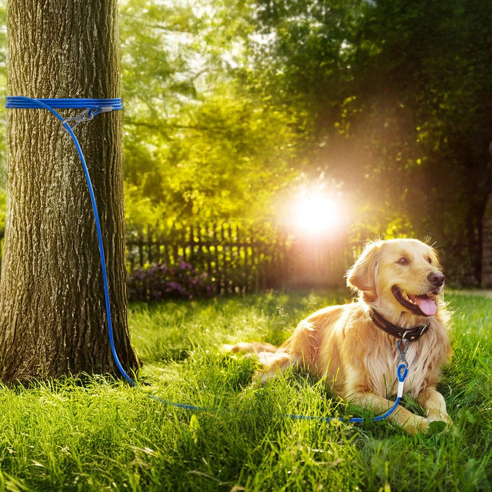 Tresbro 30ft tie out with anti-bite vinyl coating for outdoor use.