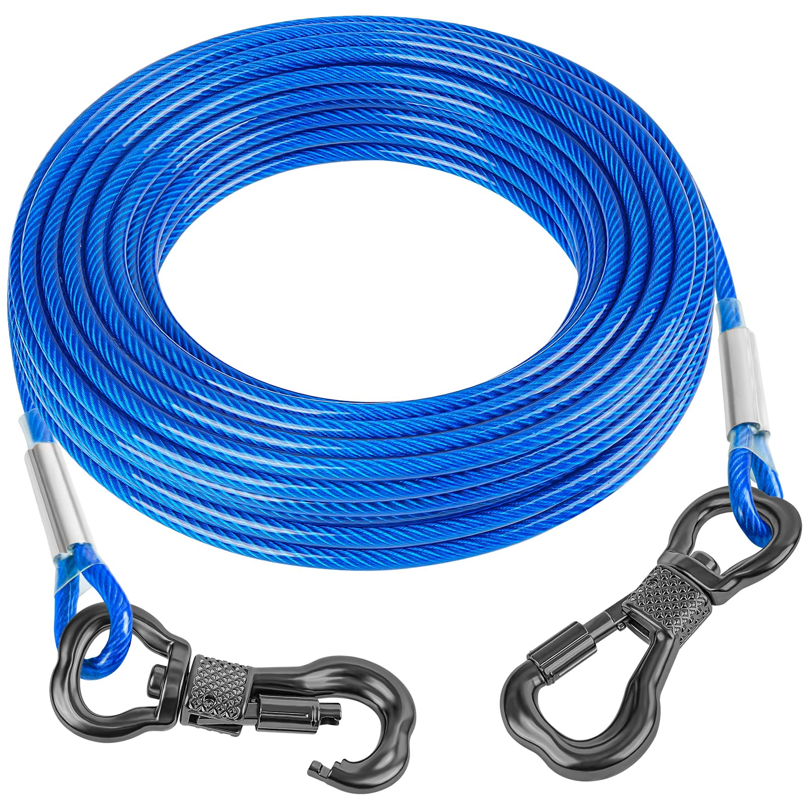 Tresbro 30ft reflective tie out cable, side view, shows extended reach and durability.