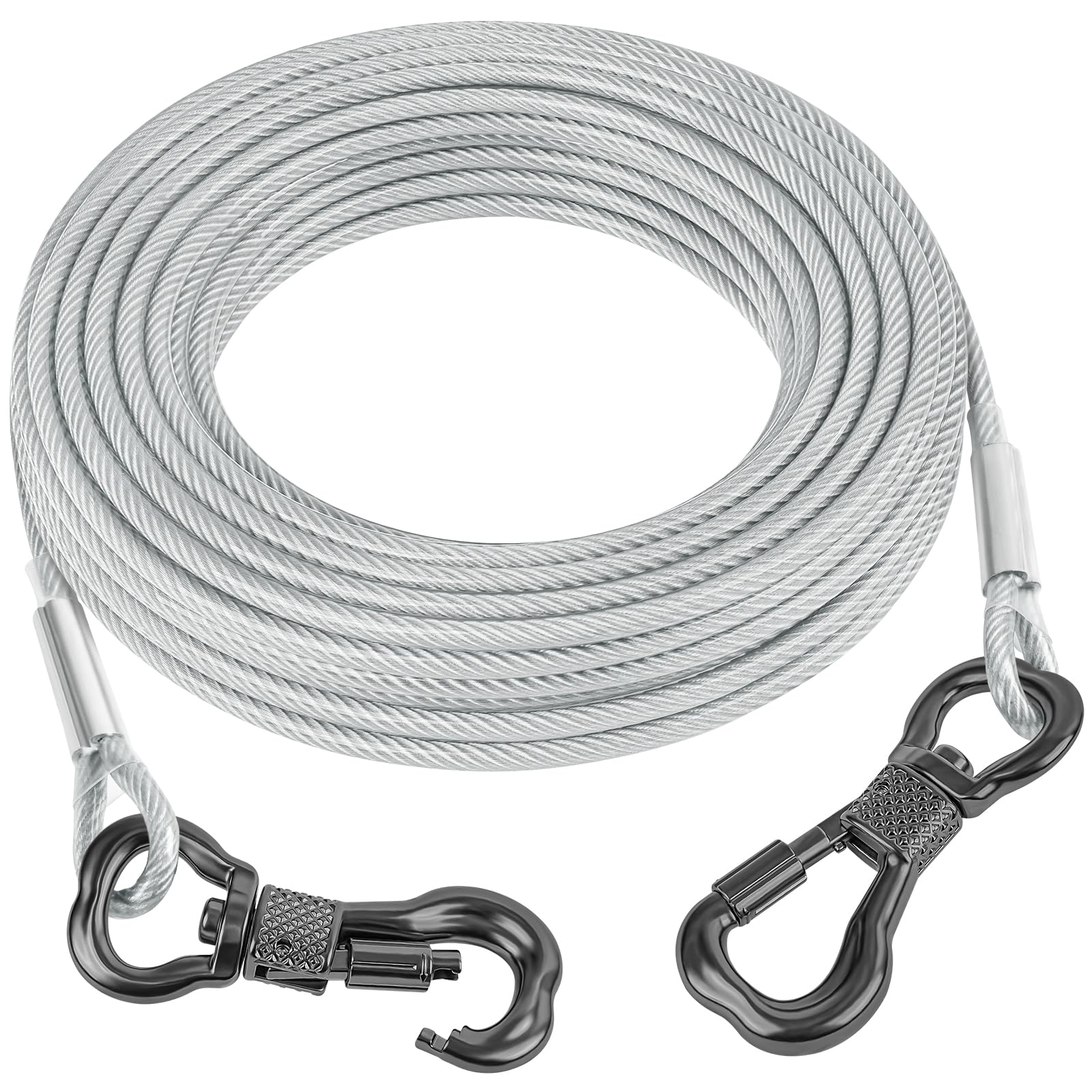 Tresbro 40ft reflective tie out cable showing outdoor freedom with visibility at night