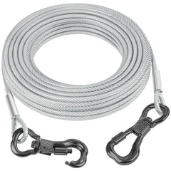 Tresbro 40ft reflective tie out cable showing outdoor freedom with visibility at night