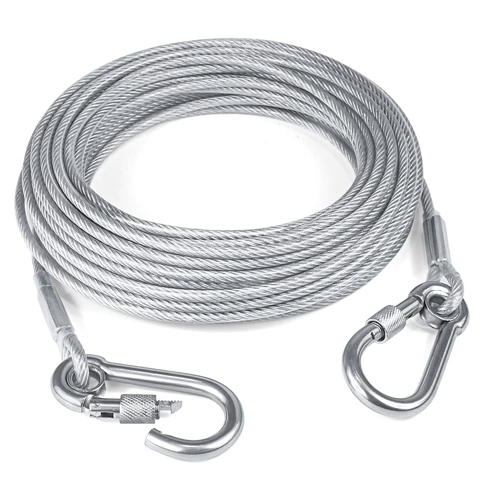 Tresbro 50ft dog tie-out cable with heavy-duty design for secure outdoor containment.