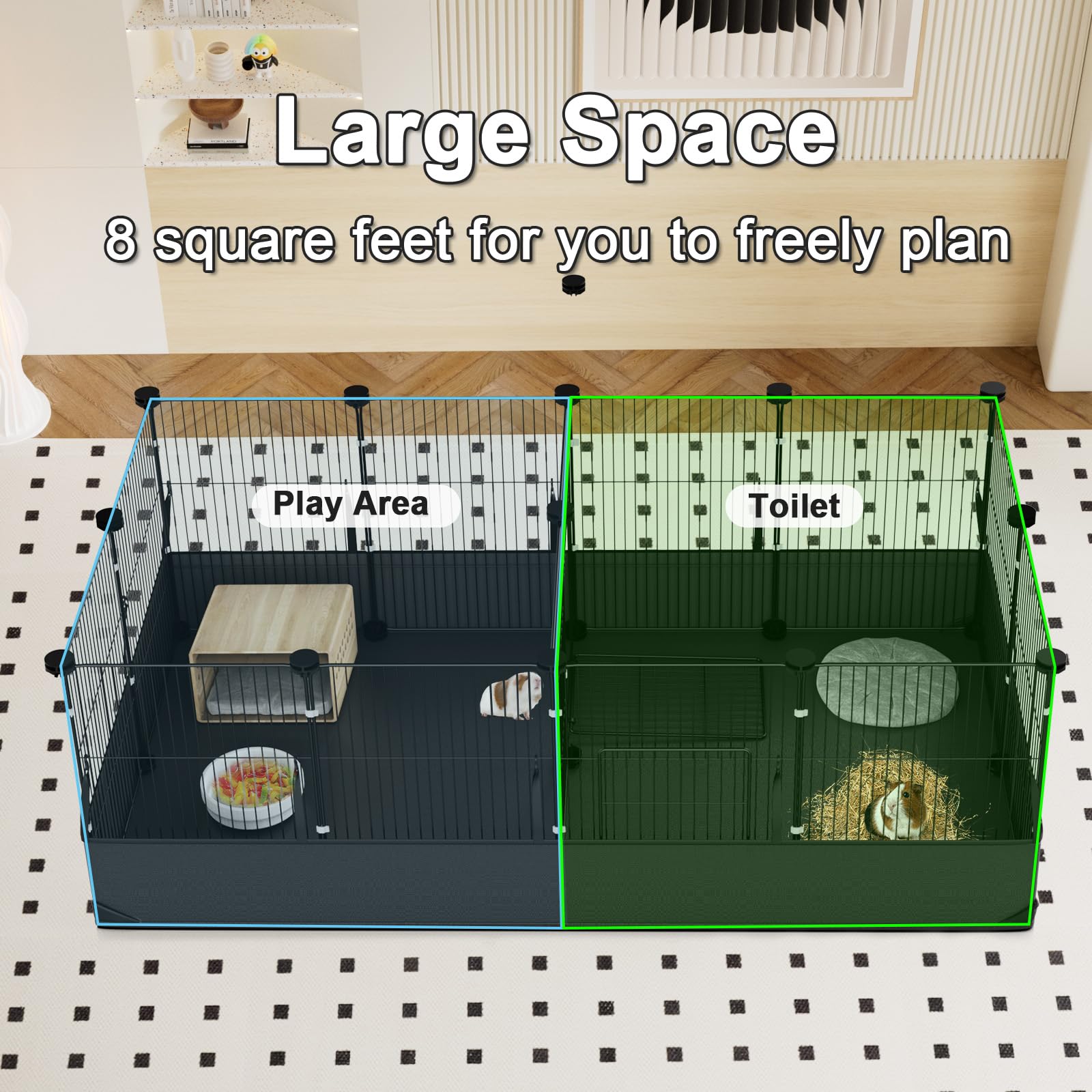 Tresbro guinea pig cage with coated steel panels for lasting durability