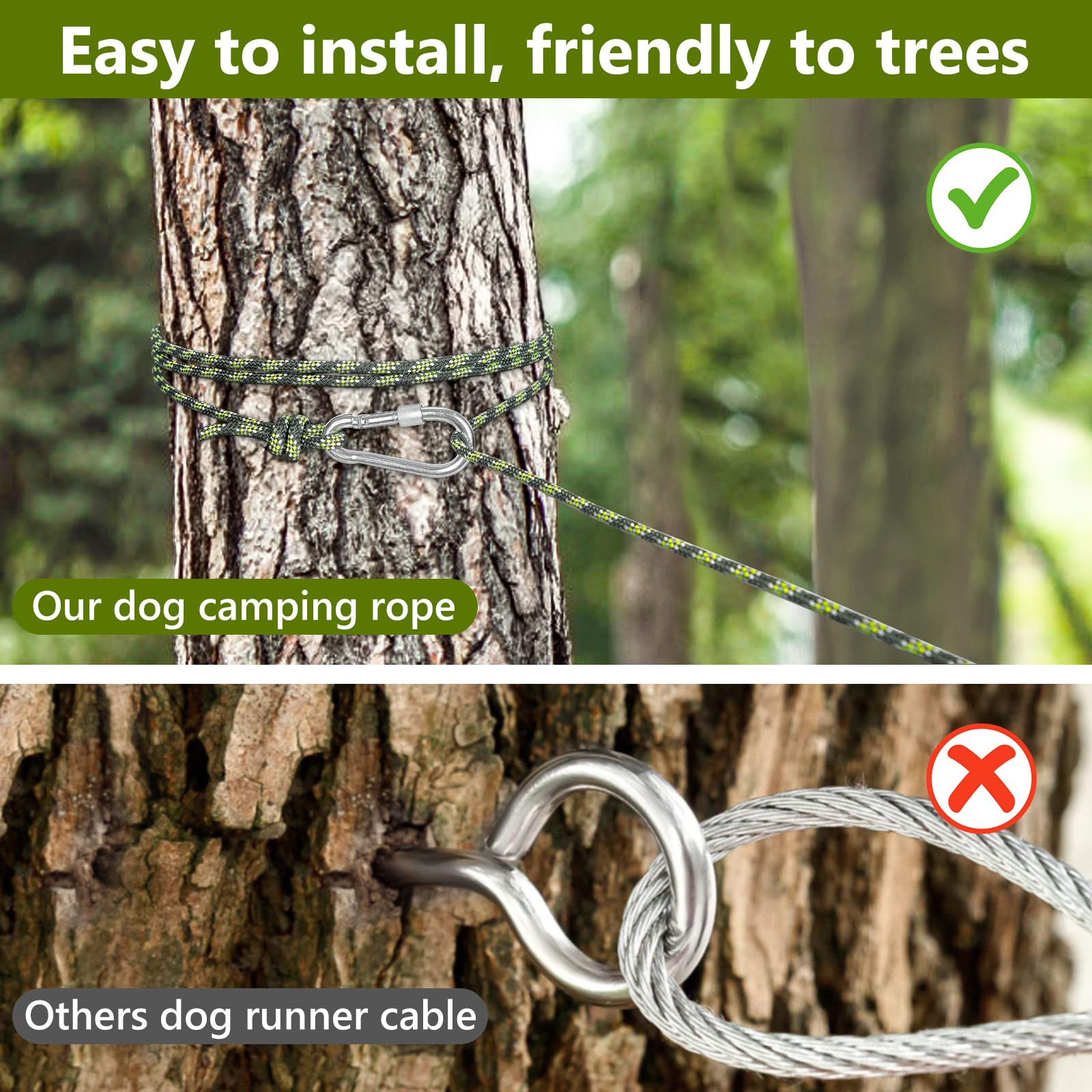Tresbro dog camping leash reflective rope improves night visibility