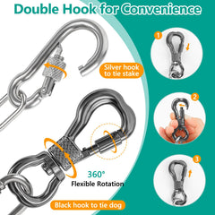 Tresbro dog chain swivel hook attachment enables smooth 360-degree movement.