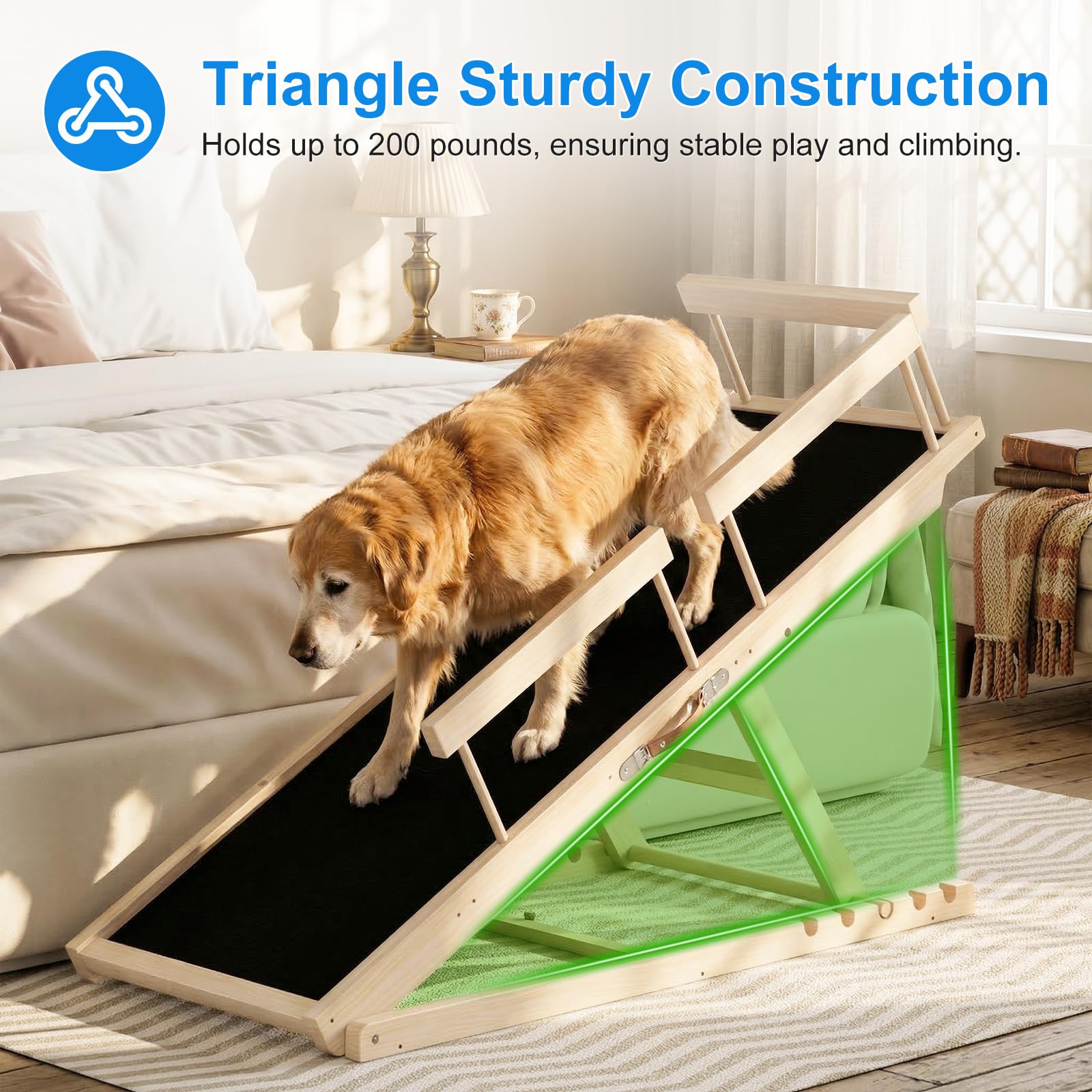 Tresbro dog ramp supports up to 200 lbs for larger dogs.