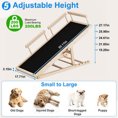 Tresbro dog ramp five-height settings fit diverse furniture heights.