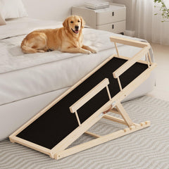 Tresbro dog ramp 55-11 inch length enables easy bed access for dogs.