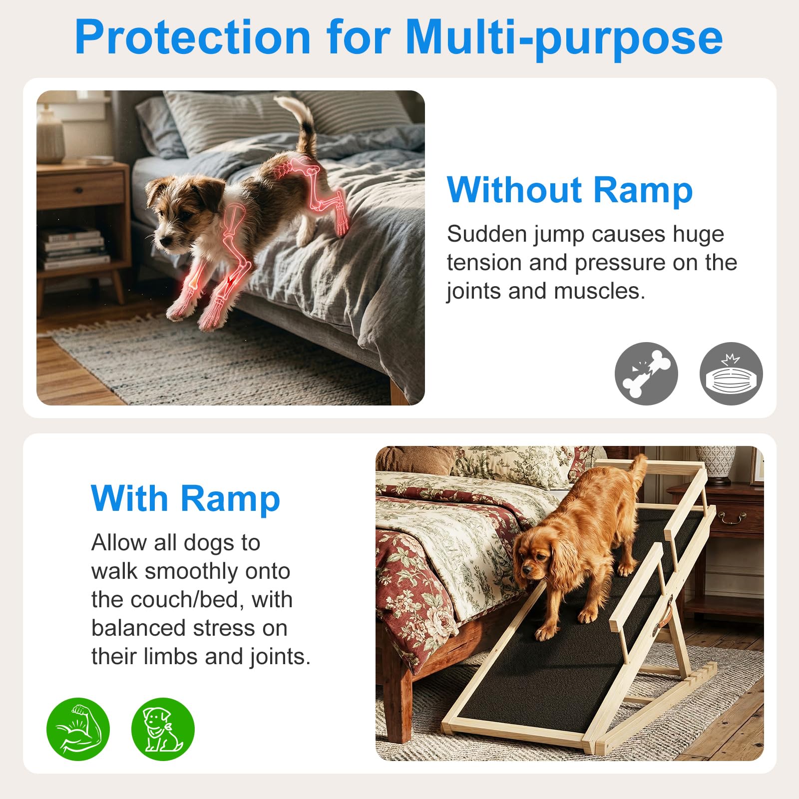 Tresbro dog ramp leather handle enables convenient carrying.