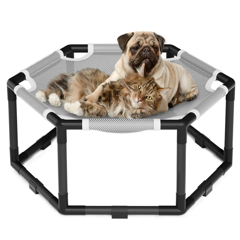 Tresbro elevated cat hammock hexagon design offers spacious lounging.
