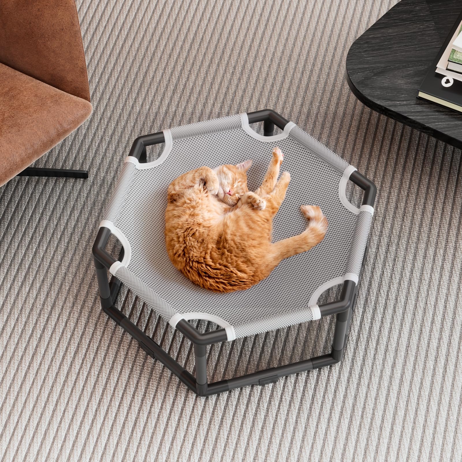Tresbro elevated cat hammock washable fabric is easy to clean after outdoor use