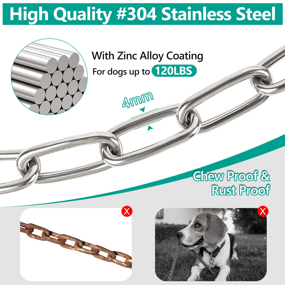 Tresbro 15-foot tie-out stretched between tree and dog collar in outdoor setting