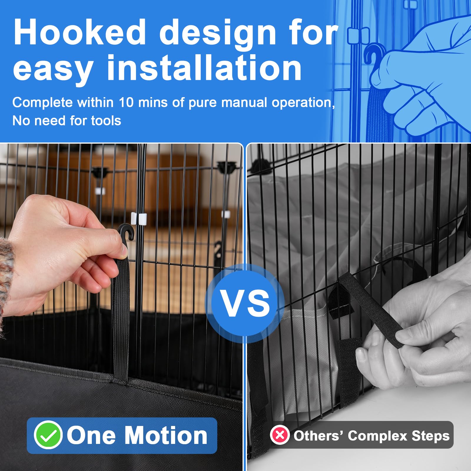 Tresbro cage features a one-hand release hook for easy setup.