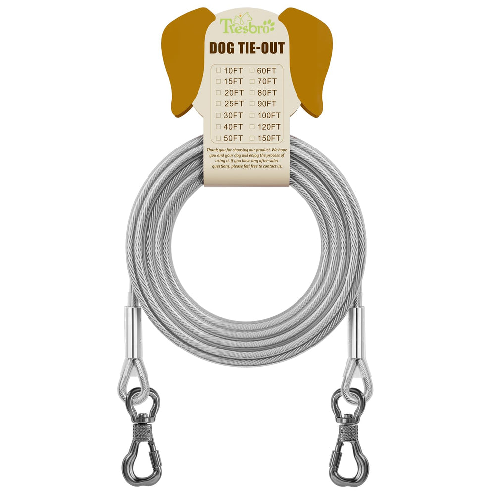 Tresbro heavy-duty outdoor dog cable suitable for yard, park, and camping.