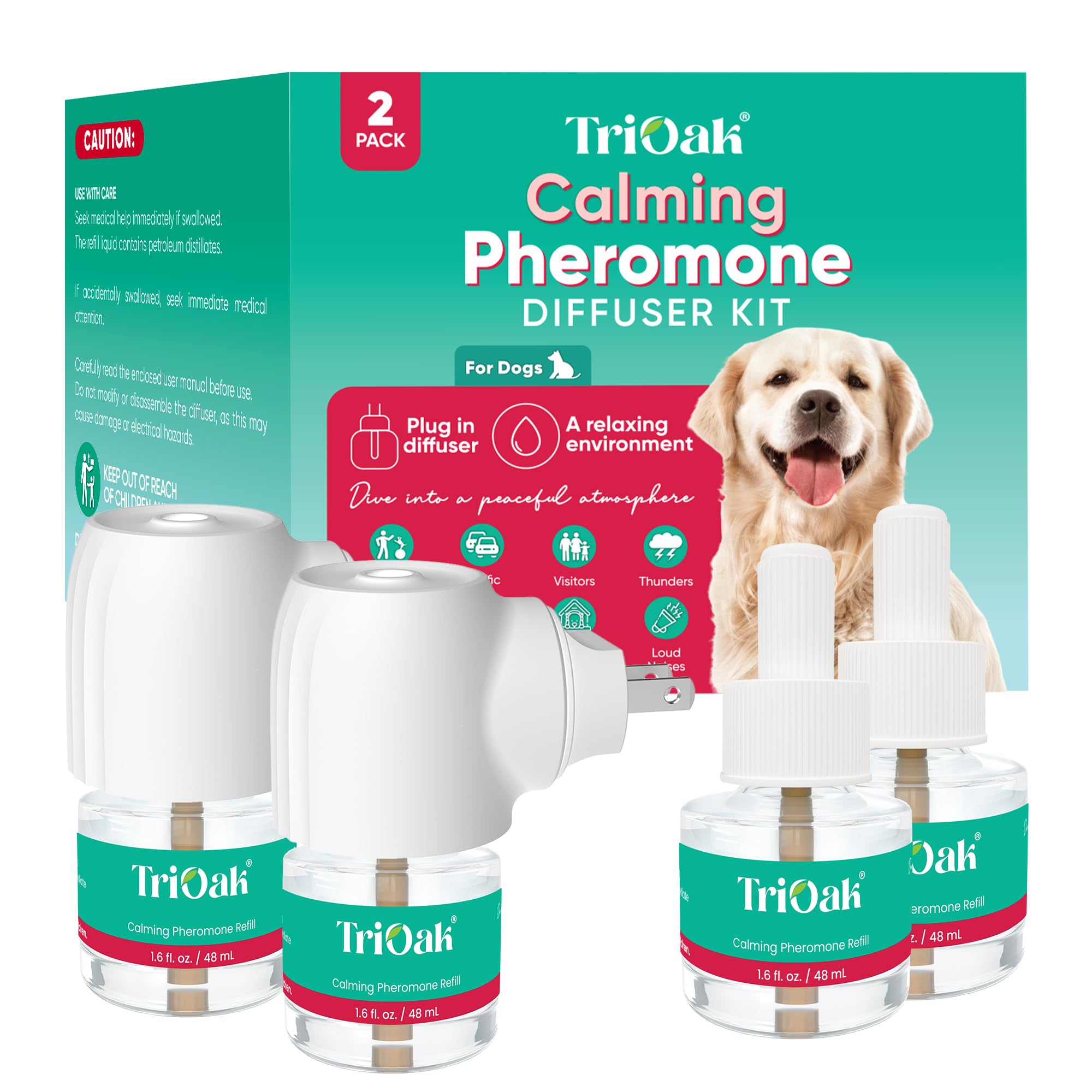 TriOak calming diffuser for dogs in a cozy setup to ease separation anxiety.