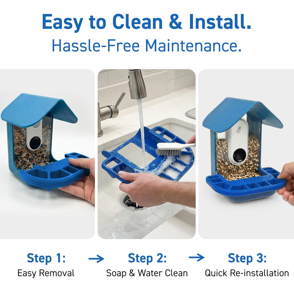 Dishwasher-safe perch extender simplifies cleaning after outdoor visits.